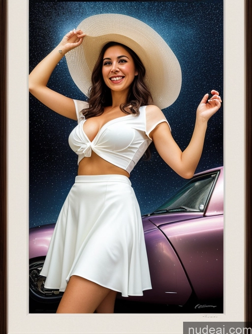 related ai porn images free for One Big Ass Happy White Woman Front View 20s Brunette Alternative Cleavage Casual Surrealist Blouse Hat Long Skirt Working Out Car