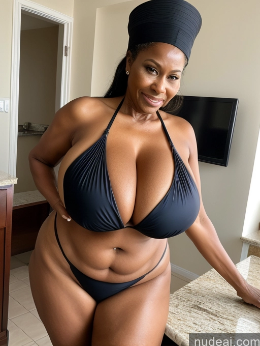 related ai porn images free for Milf One Busty Huge Boobs Thick Tanned Skin Front View Microkini Thong 60s Nigerian Maid