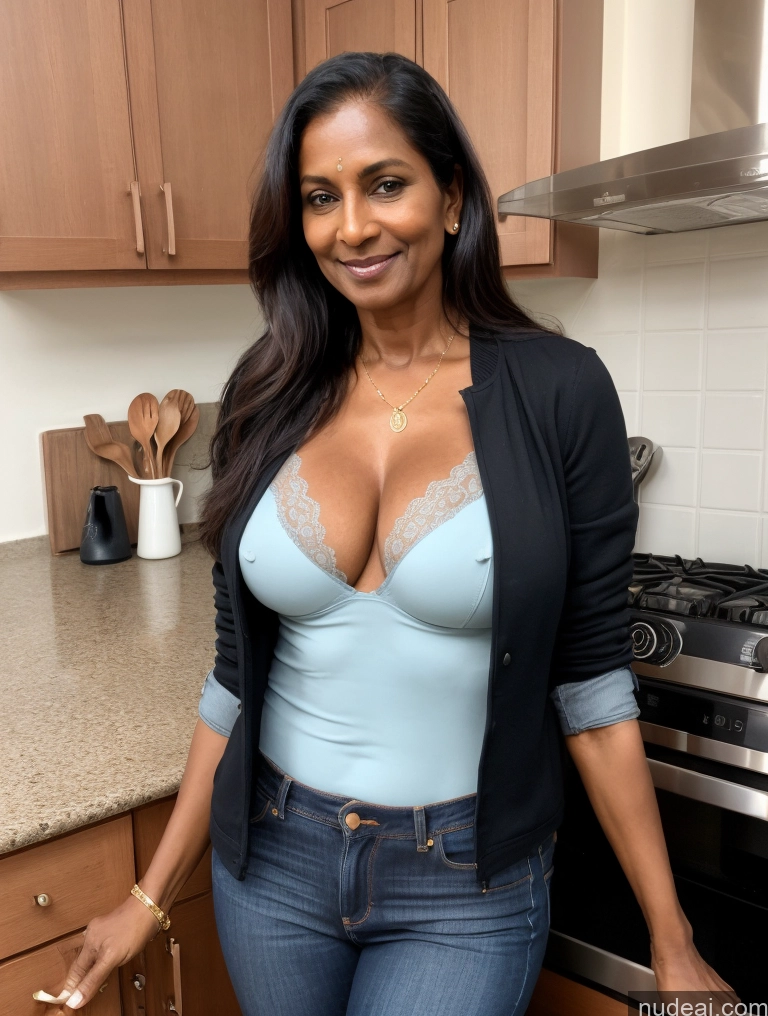 related ai porn images free for Milf Two Perfect Boobs Perfect Body Dark Skin Indian Kitchen Bra Jacket Jeans Professor Secretary Cleavage Partially Nude Detailed 60s Beautiful