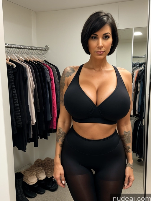 related ai porn images free for Detailed Tank Top Pantyhose Spandex Tall Tattoos Tanned Skin Huge Boobs Black Hair Short Hair Front View Cleavage 30s Milf Serious Changing Room