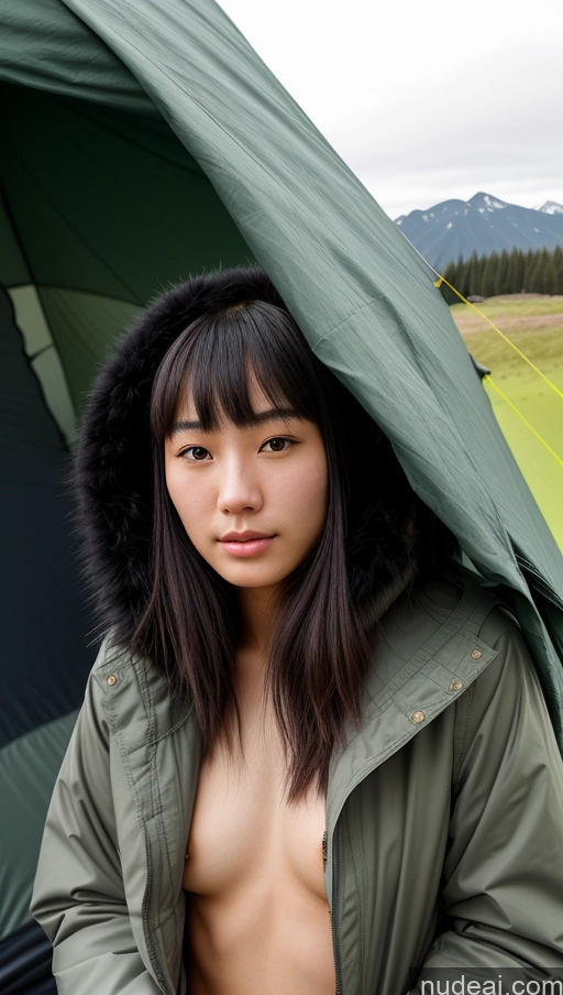 related ai porn images free for Woman One Beautiful 18 Black Hair Chinese Bangs Tent Partially Nude Parka