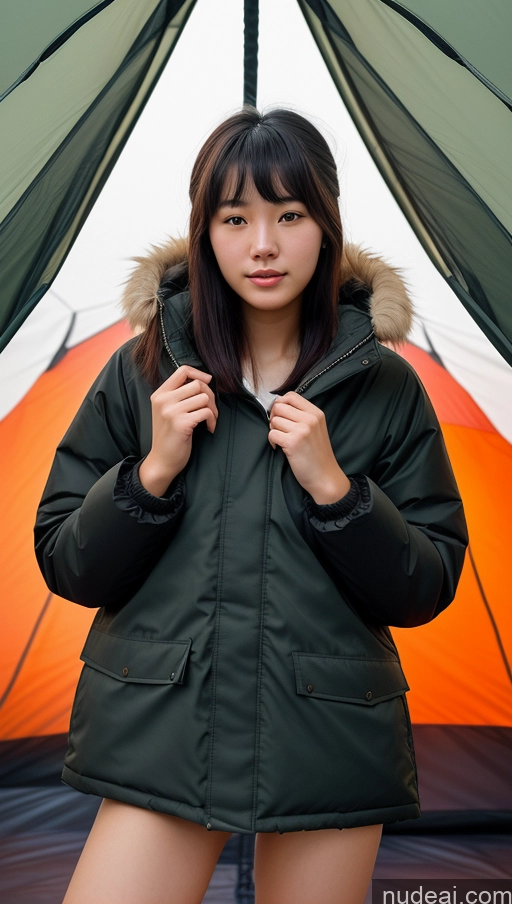 related ai porn images free for Woman One Beautiful 18 Black Hair Chinese Bangs Tent Partially Nude Parka