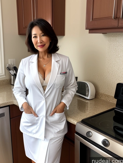 related ai porn images free for Milf Two Busty Perfect Boobs Beautiful Perfect Body 70s Bobcut Chinese Kitchen Bra Doctor Jacket Lab Coat Stylish Suit Cleavage Detailed Sexy Face