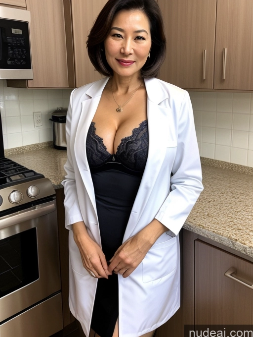 related ai porn images free for Milf Two Busty Perfect Boobs Beautiful Perfect Body 70s Bobcut Chinese Kitchen Bra Doctor Jacket Lab Coat Stylish Suit Cleavage Detailed Sexy Face