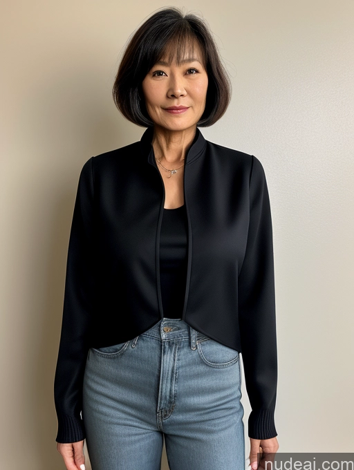 related ai porn images free for Milf Beautiful 70s Chinese Blouse Casual Jacket Professor Stylish Sweater Cleavage Detailed Dark Lighting Perfect Body Small Tits Short Hair