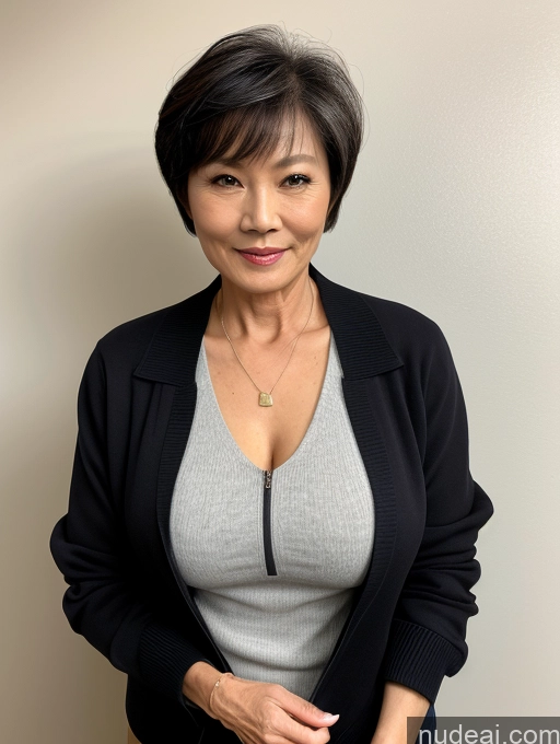 related ai porn images free for Milf Beautiful 70s Chinese Blouse Casual Jacket Professor Stylish Sweater Detailed Dark Lighting Perfect Body Short Hair Secretary Perfect Boobs