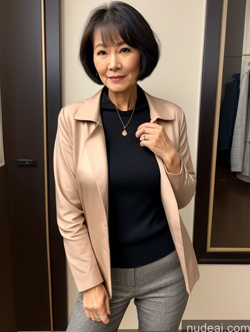 related ai porn images free for Milf Beautiful 70s Chinese Blouse Casual Jacket Professor Stylish Sweater Detailed Dark Lighting Perfect Body Short Hair Secretary Perfect Boobs