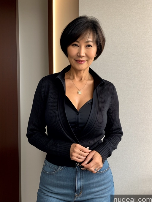 related ai porn images free for Milf Beautiful 70s Chinese Blouse Casual Jacket Professor Stylish Sweater Detailed Dark Lighting Perfect Body Short Hair Secretary Perfect Boobs Cleavage