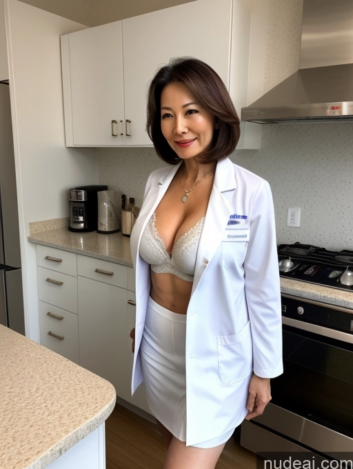 related ai porn images free for Milf Two Busty Perfect Boobs Beautiful Perfect Body 70s Bobcut Chinese Kitchen Bra Doctor Jacket Lab Coat Stylish Suit Cleavage Detailed Sexy Face