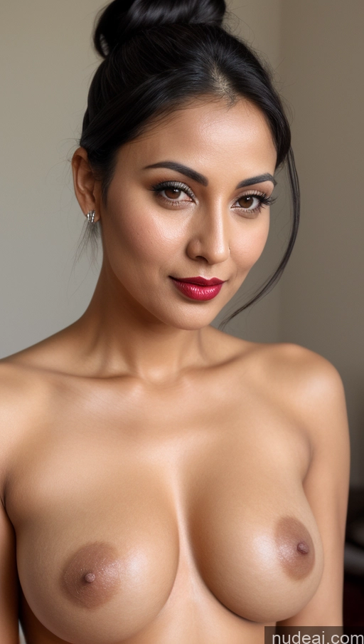 related ai porn images free for One Perfect Boobs Lipstick Close-up View Black Hair Woman Indian 30s Hair Bun Thick Detailed