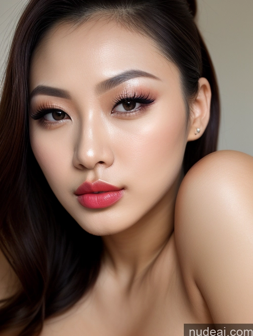 related ai porn images free for Detailed Close-up View Beautiful Nude Pouting Lips Lipstick Woman 20s Ponytail Chinese