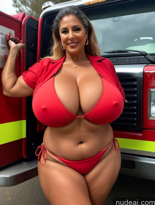 related ai porn images free for Milf One Busty Huge Boobs Thick Tanned Skin Microkini Thong Front View 70s Latina Firefighter Witch