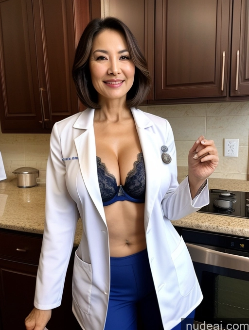 related ai porn images free for Milf Two Busty Perfect Boobs Beautiful Perfect Body 70s Bobcut Chinese Kitchen Bra Doctor Jacket Lab Coat Stylish Suit Cleavage Detailed Sexy Face