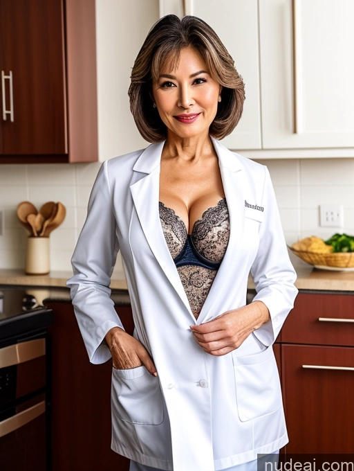 related ai porn images free for Milf Two Busty Perfect Boobs Beautiful Perfect Body 70s Bobcut Chinese Kitchen Bra Doctor Jacket Lab Coat Stylish Suit Cleavage Detailed Sexy Face