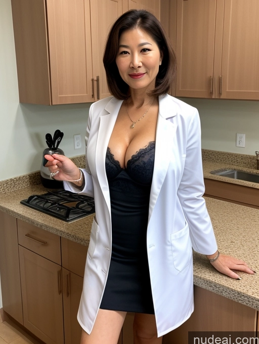 related ai porn images free for Milf Two Busty Perfect Boobs Beautiful Perfect Body 70s Bobcut Chinese Kitchen Bra Doctor Jacket Lab Coat Stylish Suit Cleavage Detailed Sexy Face