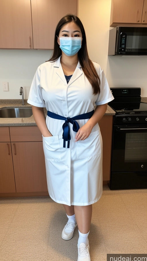 related ai porn images free for Woman Busty Chubby Big Hips 18 Bobcut Japanese Hospital Face Mask High Socks Lab Coat Apron