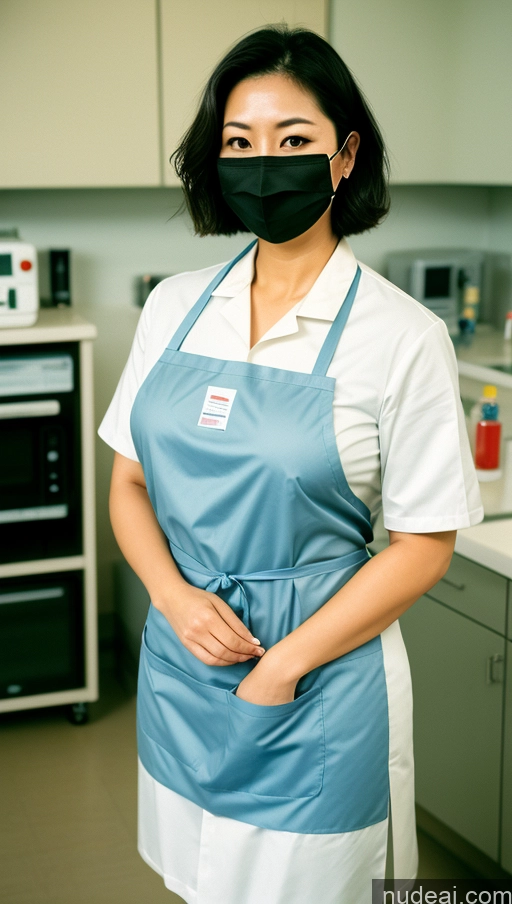 related ai porn images free for Woman Busty Chubby Big Hips Bobcut Japanese Hospital Face Mask High Socks Lab Coat Apron Cleavage 40s Vintage