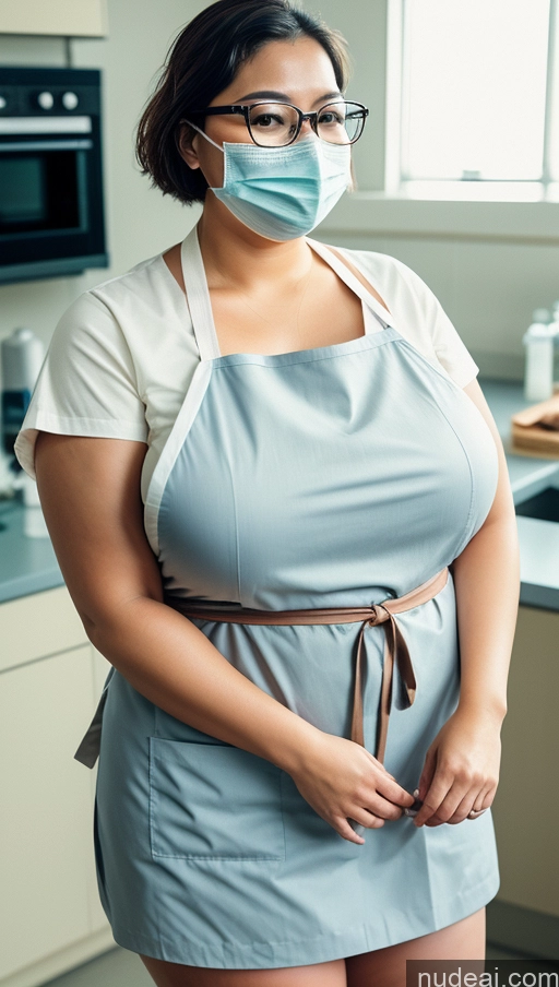 related ai porn images free for Woman Chubby Big Hips Bobcut Japanese Hospital Face Mask High Socks Lab Coat Apron Cleavage 40s Vintage Huge Boobs Glasses