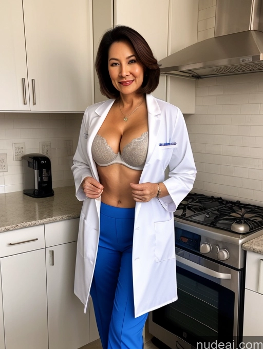 related ai porn images free for Milf Two Busty Perfect Boobs Beautiful Perfect Body 70s Bobcut Chinese Kitchen Bra Doctor Jacket Lab Coat Stylish Suit Cleavage Detailed Sexy Face