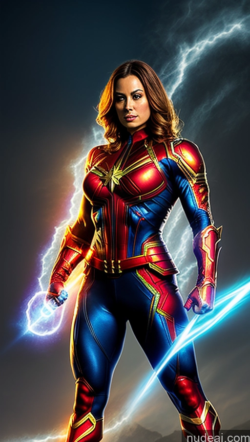 related ai porn images free for Several Fantasy Armor Muscular Abs Busty Bodybuilder Captain Marvel Powering Up