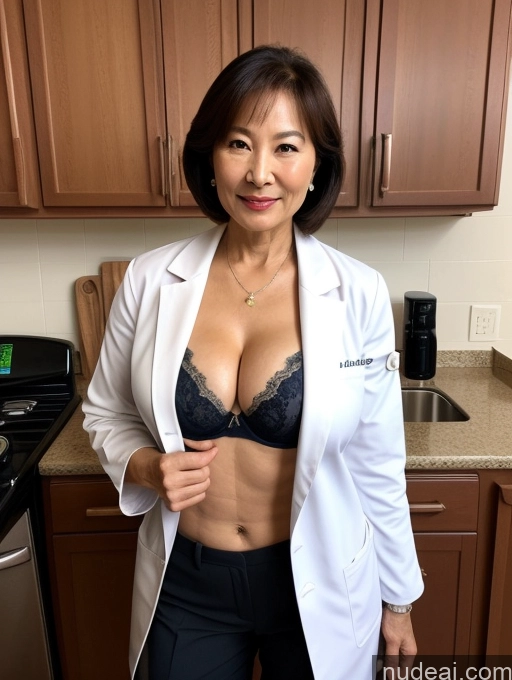 related ai porn images free for Milf Two Busty Perfect Boobs Beautiful Perfect Body 70s Bobcut Chinese Kitchen Bra Doctor Jacket Lab Coat Stylish Suit Cleavage Detailed Sexy Face