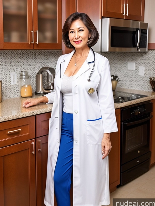 related ai porn images free for Milf Two Busty Perfect Boobs Beautiful Perfect Body 70s Bobcut Chinese Kitchen Bra Doctor Jacket Lab Coat Stylish Suit Cleavage Detailed Sexy Face