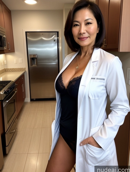 related ai porn images free for Milf Two Busty Perfect Boobs Beautiful Perfect Body 70s Bobcut Chinese Kitchen Doctor Jacket Lab Coat Stylish Cleavage Topless Detailed Sexy Face