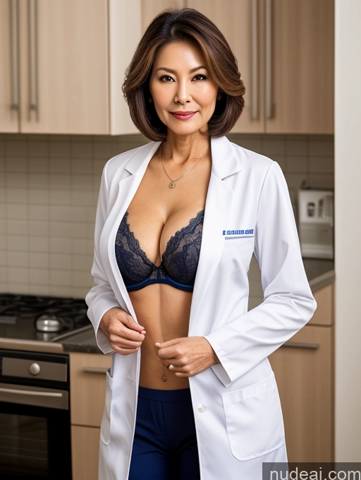 related ai porn images free for Milf Two Busty Perfect Boobs Beautiful Perfect Body 70s Bobcut Chinese Kitchen Bra Doctor Jacket Lab Coat Stylish Suit Cleavage Detailed Sexy Face