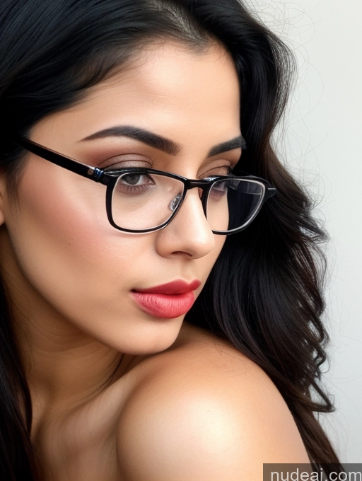 related ai porn images free for Woman Small Tits 20s Long Hair Black Hair Indian Pouting Lips Front View Nude Lipstick Beautiful Glasses Watercolor