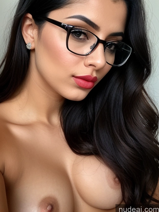 related ai porn images free for Woman Small Tits 20s Long Hair Black Hair Indian Pouting Lips Front View Nude Lipstick Beautiful Glasses Watercolor