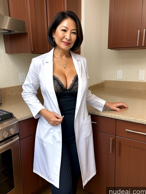 related ai porn images free for Milf Two Busty Perfect Boobs Beautiful Perfect Body 70s Bobcut Chinese Kitchen Bra Doctor Jacket Lab Coat Stylish Suit Cleavage Detailed Sexy Face