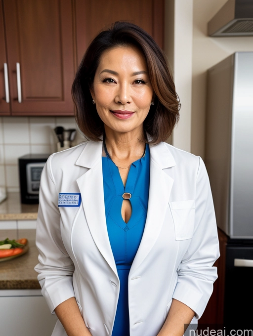 related ai porn images free for Milf Two Busty Perfect Boobs Beautiful Perfect Body 70s Bobcut Chinese Kitchen Bra Doctor Jacket Lab Coat Stylish Suit Cleavage Detailed Sexy Face