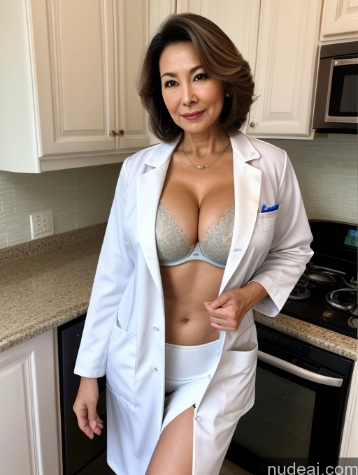 related ai porn images free for Milf Two Busty Perfect Boobs Beautiful Perfect Body 70s Bobcut Chinese Kitchen Bra Doctor Jacket Lab Coat Stylish Suit Cleavage Detailed Sexy Face