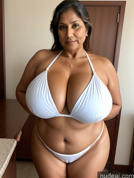 related ai porn images free for Milf One Busty Huge Boobs Thick Tanned Skin 60s Indian Front View Maid Microkini Thong
