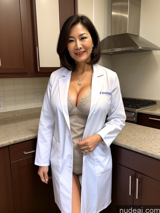 related ai porn images free for Milf Two Busty Perfect Boobs Beautiful Perfect Body 70s Bobcut Chinese Kitchen Bra Doctor Jacket Lab Coat Stylish Suit Cleavage Detailed Sexy Face
