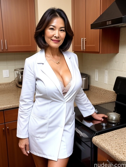 related ai porn images free for Milf Two Busty Perfect Boobs Beautiful Perfect Body 70s Bobcut Chinese Kitchen Bra Doctor Jacket Lab Coat Stylish Suit Cleavage Detailed Sexy Face
