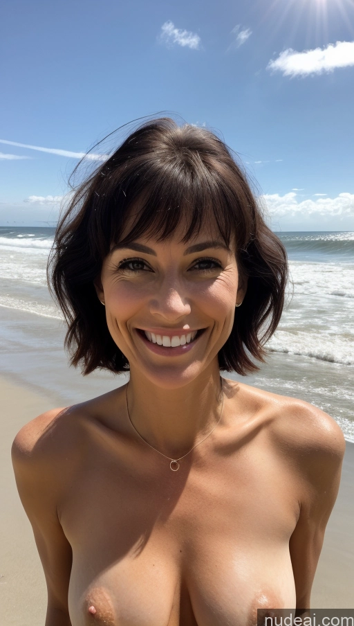 related ai porn images free for Milf Skinny Perfect Body Black Hair Pixie Front View Detailed Bikini Topless Beach Two Happy