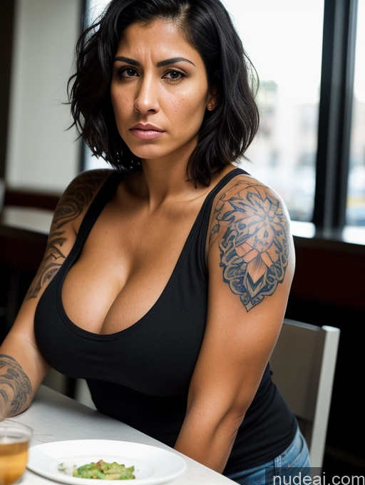 related ai porn images free for Two Woman Detailed Tank Top Jeans Restaurant Front View Black Hair Bobcut Jewish Cleavage Serious 30s Huge Boobs Tanned Skin Tattoos Angry