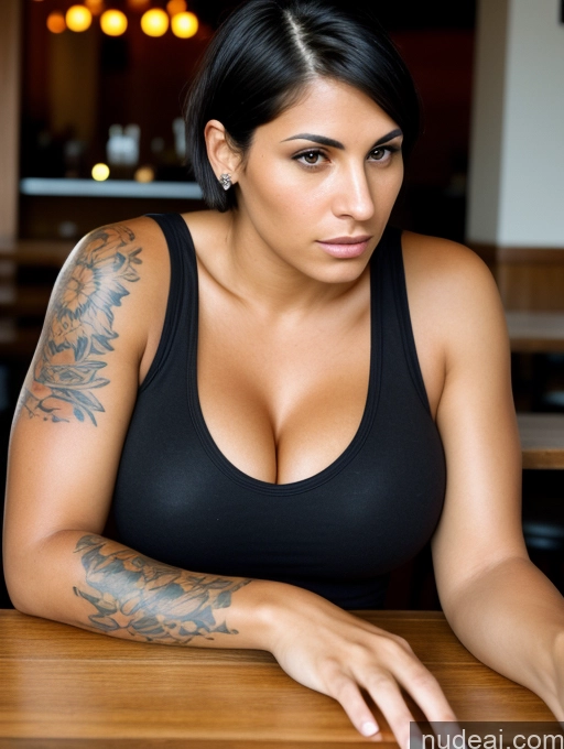 related ai porn images free for Two Woman Tank Top Jeans Restaurant Black Hair Bobcut Jewish Cleavage 30s Huge Boobs Tanned Skin Tattoos Close-up View Serious