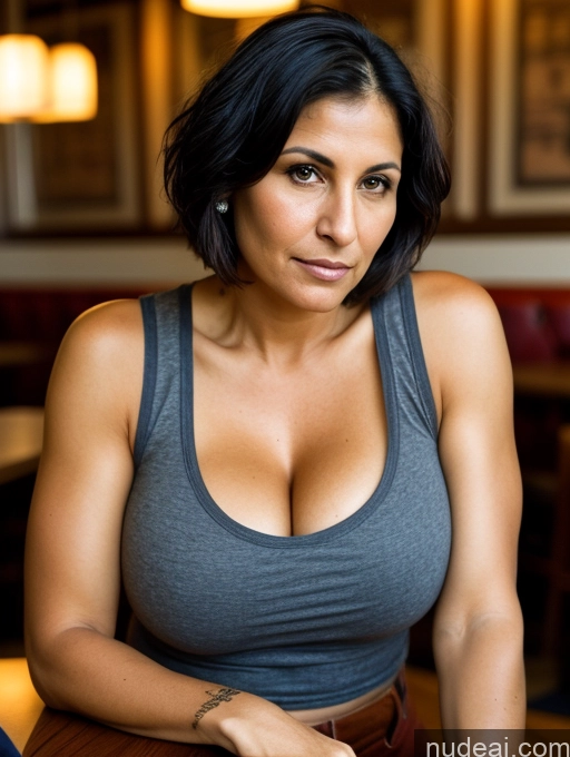 related ai porn images free for Two Tank Top Jeans Restaurant Black Hair Bobcut Jewish Cleavage 30s Huge Boobs Tanned Skin Tattoos Close-up View Serious Milf