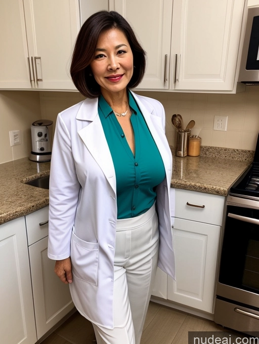 related ai porn images free for Milf Two Busty Perfect Boobs Beautiful Perfect Body 70s Bobcut Chinese Kitchen Bra Doctor Jacket Lab Coat Stylish Suit Cleavage Detailed Sexy Face