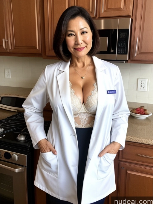 related ai porn images free for Milf Two Busty Perfect Boobs Beautiful Perfect Body 70s Bobcut Chinese Kitchen Bra Doctor Jacket Lab Coat Stylish Suit Cleavage Detailed Sexy Face