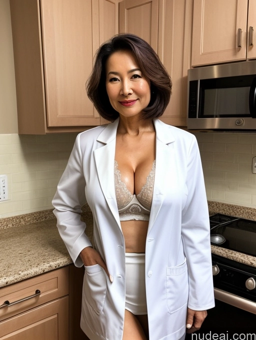 related ai porn images free for Milf Two Busty Perfect Boobs Beautiful Perfect Body 70s Bobcut Chinese Kitchen Bra Doctor Jacket Lab Coat Stylish Suit Cleavage Detailed Sexy Face