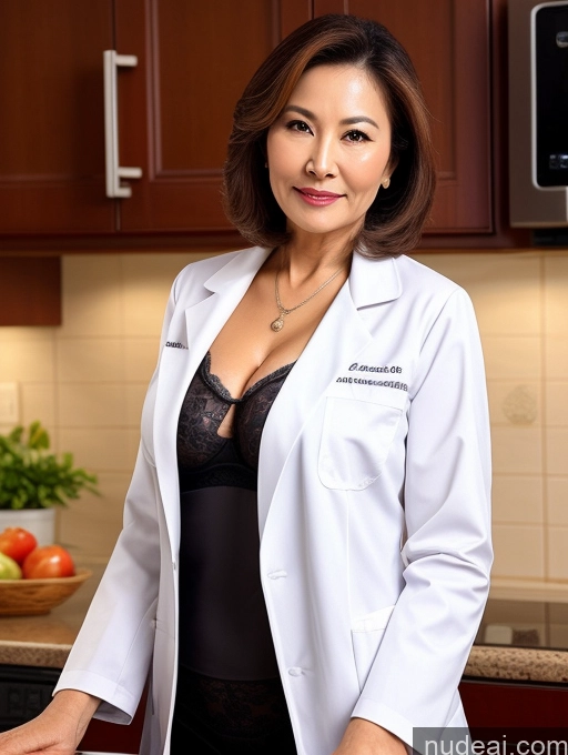 related ai porn images free for Milf Two Busty Perfect Boobs Beautiful Perfect Body 70s Bobcut Chinese Kitchen Bra Doctor Jacket Lab Coat Stylish Suit Cleavage Detailed Sexy Face