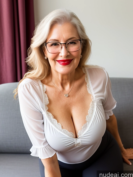 related ai porn images free for Czech Busty Tall Glasses Blouse Yoga Pants Chemise Detailed Happy Lipstick Close-up View 80s Couch