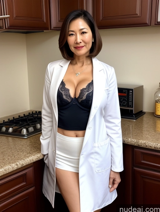 related ai porn images free for Milf Two Busty Perfect Boobs Beautiful Perfect Body 70s Bobcut Chinese Kitchen Bra Doctor Jacket Lab Coat Stylish Suit Cleavage Detailed Sexy Face