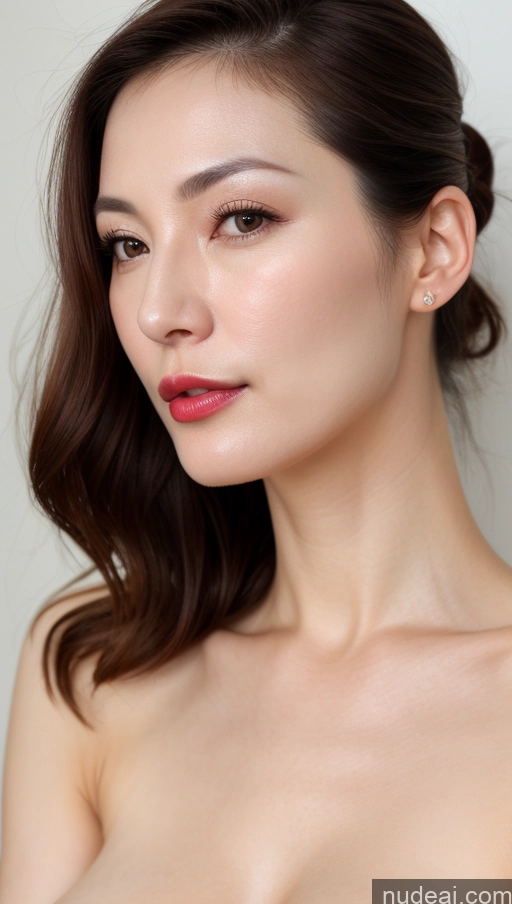 related ai porn images free for Woman One Beautiful Lipstick Fairer Skin 40s Korean Close-up View Perfect Boobs Hair Bun Brunette