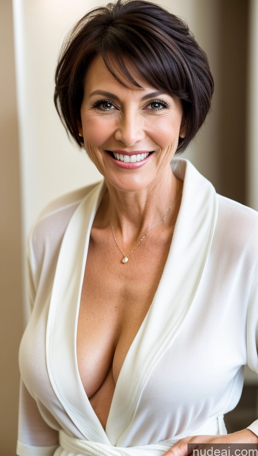 related ai porn images free for Milf One Skinny Perfect Body Black Hair Pixie Close-up View Cleavage Detailed Bathrobe Happy