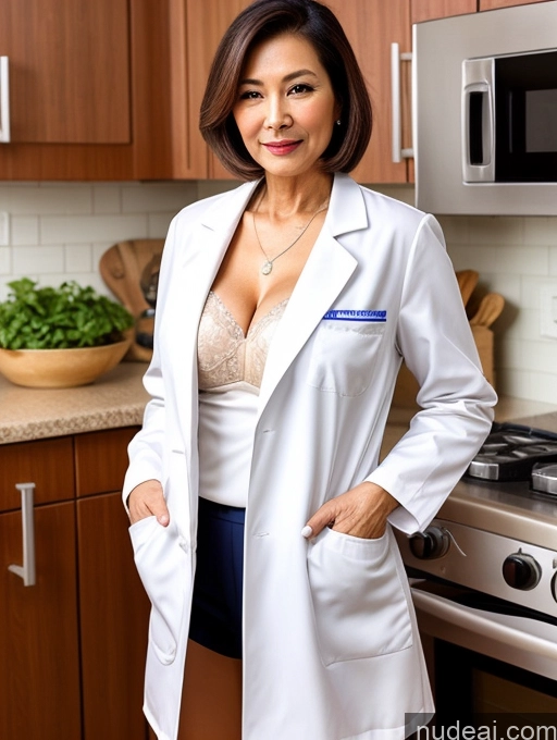 related ai porn images free for Milf Two Busty Perfect Boobs Beautiful Perfect Body 70s Bobcut Chinese Kitchen Bra Doctor Jacket Lab Coat Stylish Suit Cleavage Detailed Sexy Face