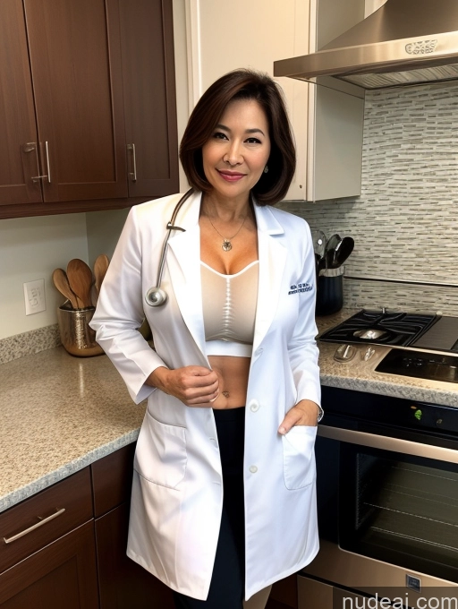 related ai porn images free for Milf Two Busty Perfect Boobs Beautiful Perfect Body 70s Bobcut Chinese Kitchen Bra Doctor Jacket Lab Coat Stylish Suit Cleavage Detailed Sexy Face